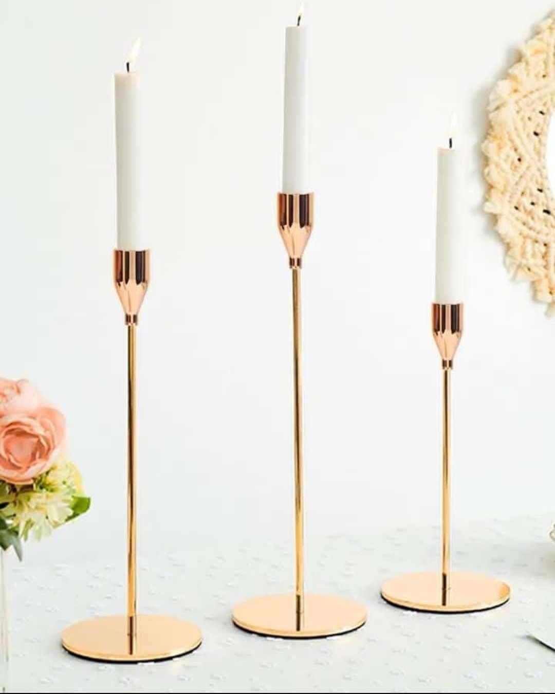 French Gold Candle Holders – Set of 3